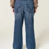 Justerbar midje Lav midje Mørk vask Baggy jeans
