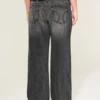 Justerbar midje Lavt sittende vasket svart baggy jeans