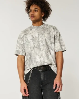Kasseformet, tykk, kort camouflage-T-skjorte