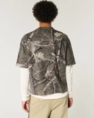 Kasseformet, tykk, kort camouflage-T-skjorte