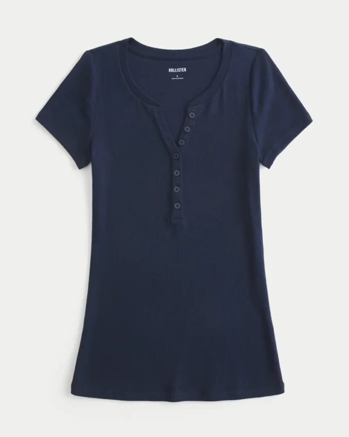 Kortærmet Y2K Henley