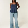 Kurvede baggy jeans med høy midje