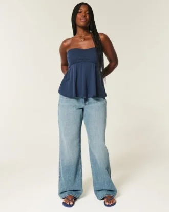 Kurvede baggy jeans med høy midje Kurvede baggy jeans med høy midje