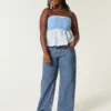 Kurvede lavtaljede baggy jeans i medium vask