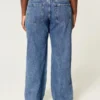 Kurvede lavtaljede baggy jeans i medium vask
