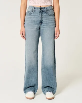 Kurvet høy midje, medium vasket baggy jeans Kurvet høy midje, medium vasket baggy jeans