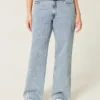 Kurvet høy midje, medium vasket baggy jeans