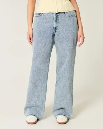 Kurvet høy midje, medium vasket baggy jeans Kurvet høy midje, medium vasket baggy jeans