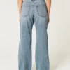 Kurvet høy midje, medium vasket baggy jeans