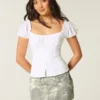 Kurvet lav midje Camo Denim Mini Skort