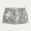 Kurvet lav midje Camo Denim Mini Skort