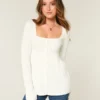 Langermet babydoll-genser med firkantet hals