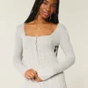 Langermet babydoll-genser med firkantet hals