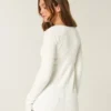 Langermet babydoll-genser med firkantet hals