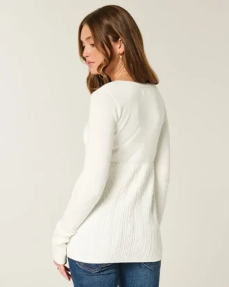Langermet babydoll-genser med firkantet hals