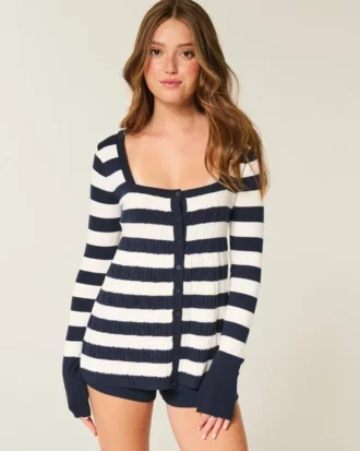 Langermet babydoll-genser med firkantet hals