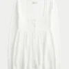 Langermet babydoll-genser med firkantet hals