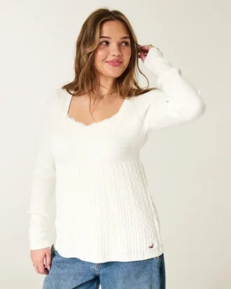 Langermet babydoll med firkantet hals