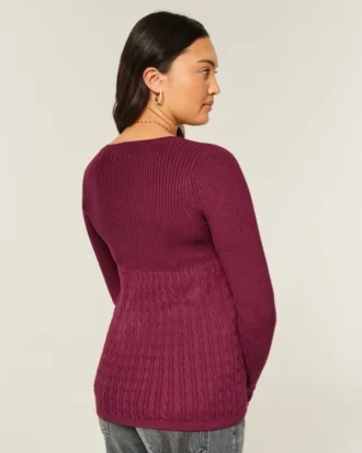 Langermet babydoll med firkantet hals