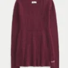 Langermet babydoll med firkantet hals