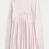 Langermet babydoll-top med enkel blonderkant
