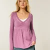 Langermet babydoll-top med klembust