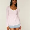 Langermet babydoll-top med klembust