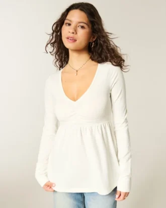 Langermet babydoll-top med klembust