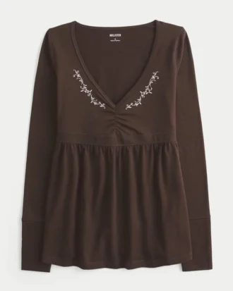 Langermet babydoll-top med klembust