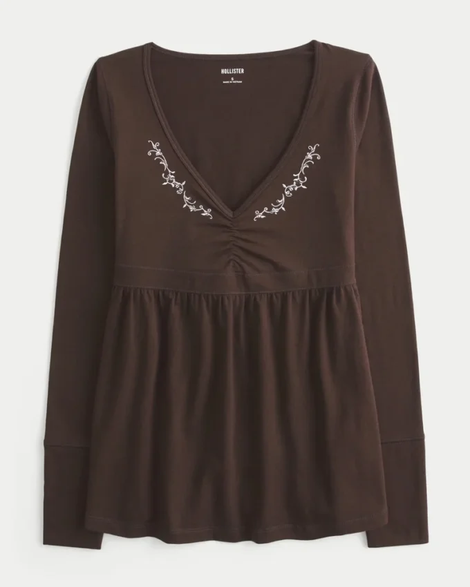 Langermet babydoll-top med klembust