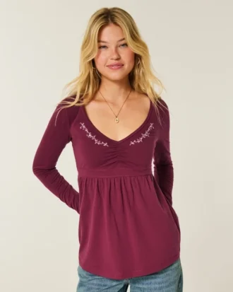 Langermet babydoll-top med klembust