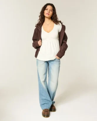 Langermet babydoll-top med klembust
