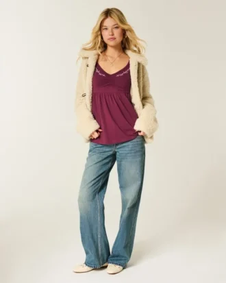 Langermet babydoll-top med klembust