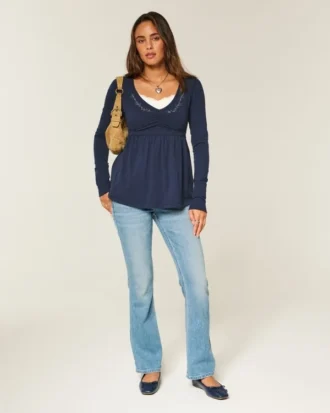 Langermet babydoll-top med klembust