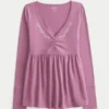 Langermet babydoll-top med klembust