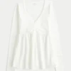 Langermet babydoll-top med klembust