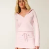 Langermet fleece-kjole med hette