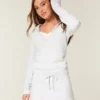 Langermet fleece-kjole med hette