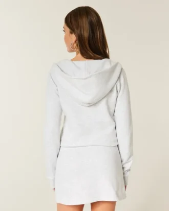 Langermet fleece-kjole med hette