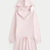 Langermet fleece-kjole med hette