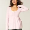 Langermet Henley Babydoll-top