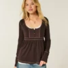 Langermet Henley Babydoll-top