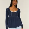 Langermet Henley Babydoll-top