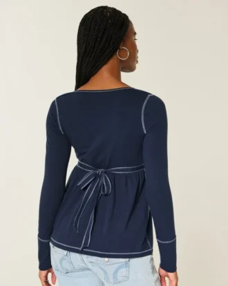 Langermet Henley Babydoll-top