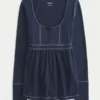 Langermet Henley Babydoll-top