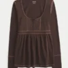 Langermet Henley Babydoll-top