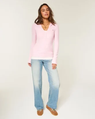 Langermet Henley med hette