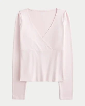 Langermet sømløs wrap-top