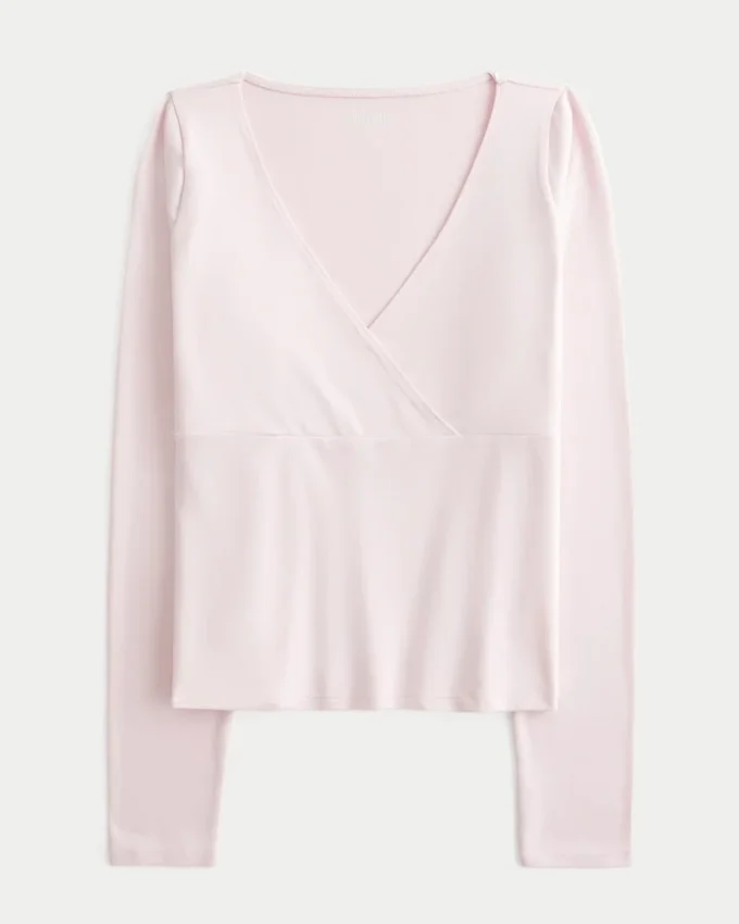 Langermet sømløs wrap-top
