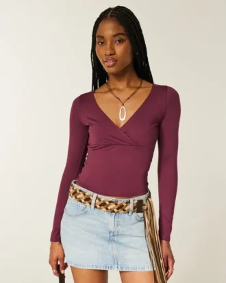 Langermet sømløs wrap-top
